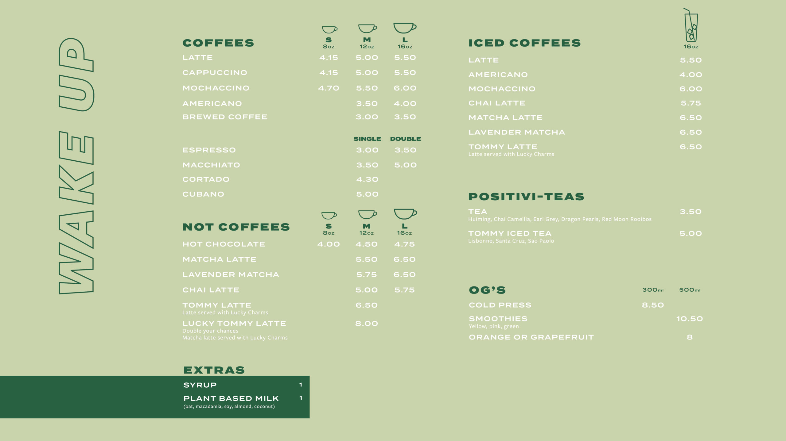 coffee and tea menu Notre-Dame