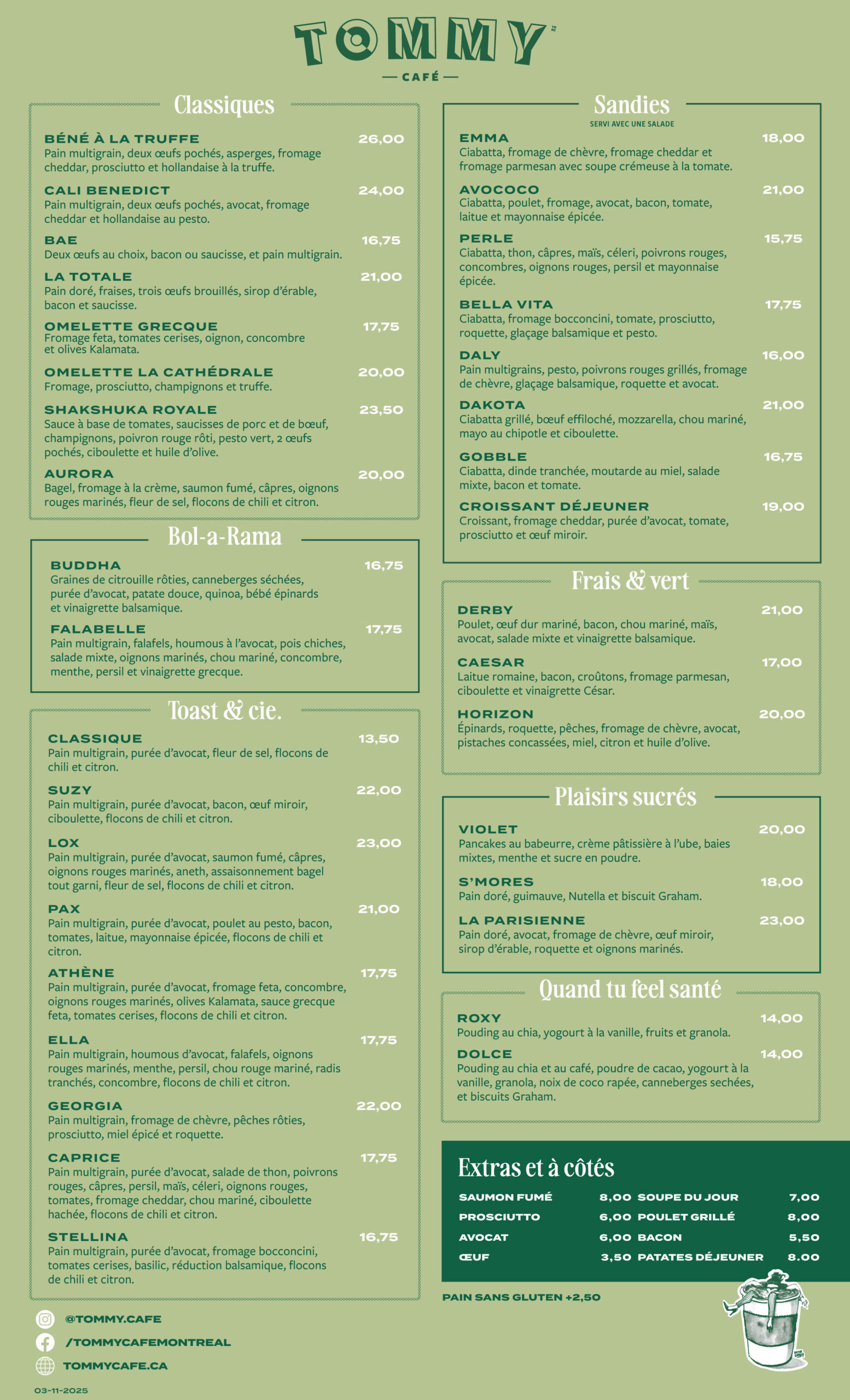 Tommy Cafe Laval Menu